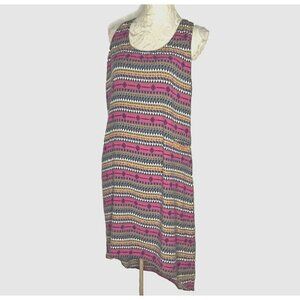 Kavu Exercise Jocelyn Outdoor Dress sz L Tribal Stripe Knit Sundress Racerback